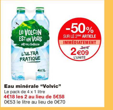 Eau Minérale Volvic -50% Sur Le 2ème Article