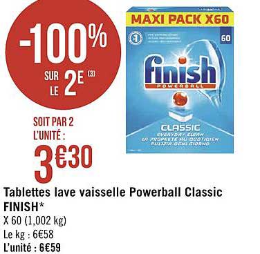 finish powerball classic tablettes lave vaisselle -100% sur le 2e