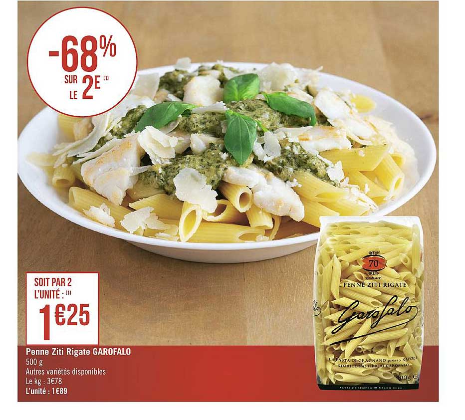 garofalo penne ziti rigate -68% sur le 2e