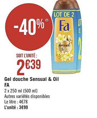 gel douche sensual & oil fa