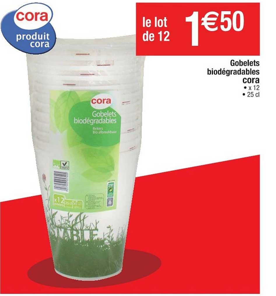 Gobelets Biodégradables Cora