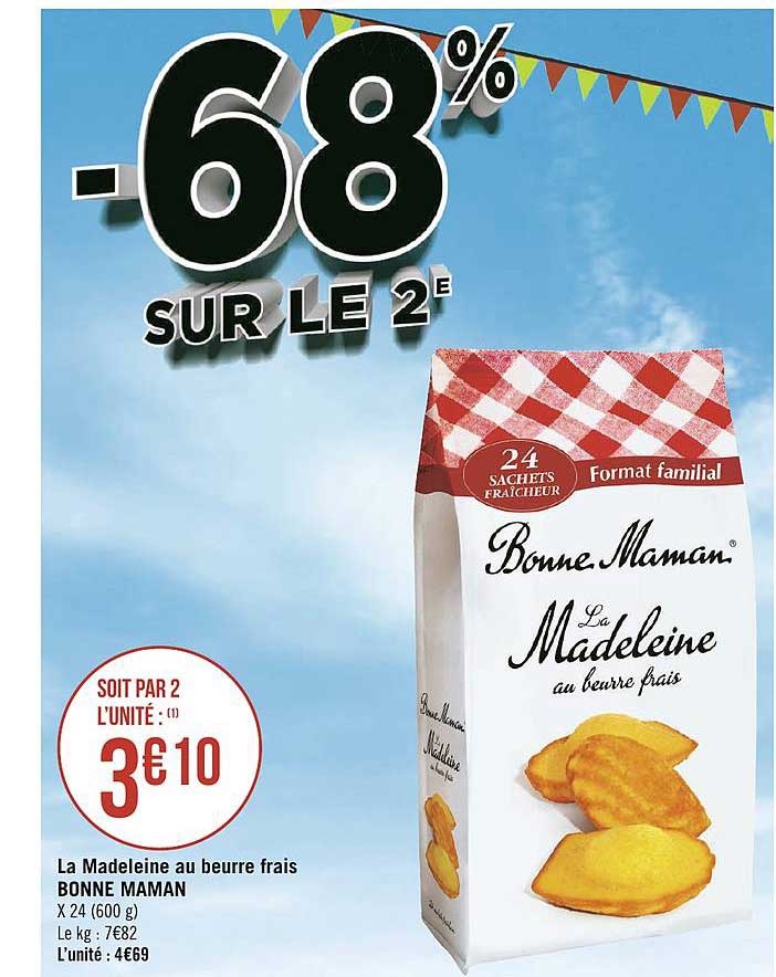 la madeleine au beurre frais bonne maman -68% sur le 2e