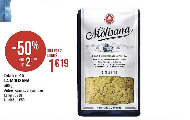 la molisana ditali n°45 -50% sur le 2e