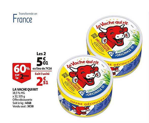 la vache qui rit 60% sur le 2ème