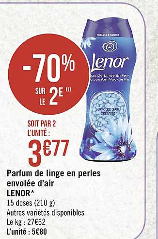 lenor parfum de linge en perles envolée d'air -70% sur le 2e