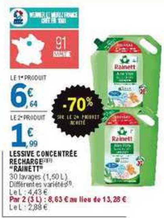 Lessive Concentrée Recharge Rainett -70% Sur Le 2ème Produit Acheté