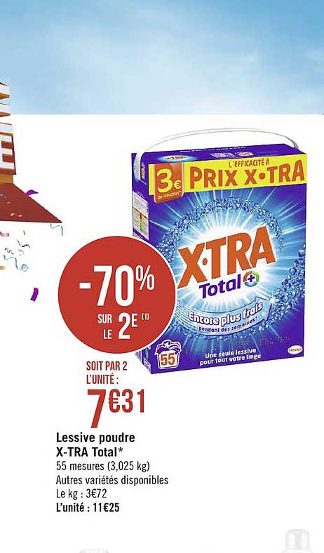 Lessive Poudre X Tra Total -70% Sur Le 2e