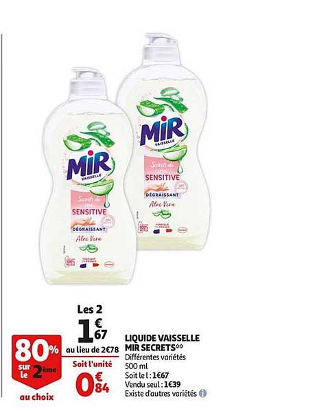 Liquide Vaisselle Mir Secrets 80% Sur Le 2ème Au Choix