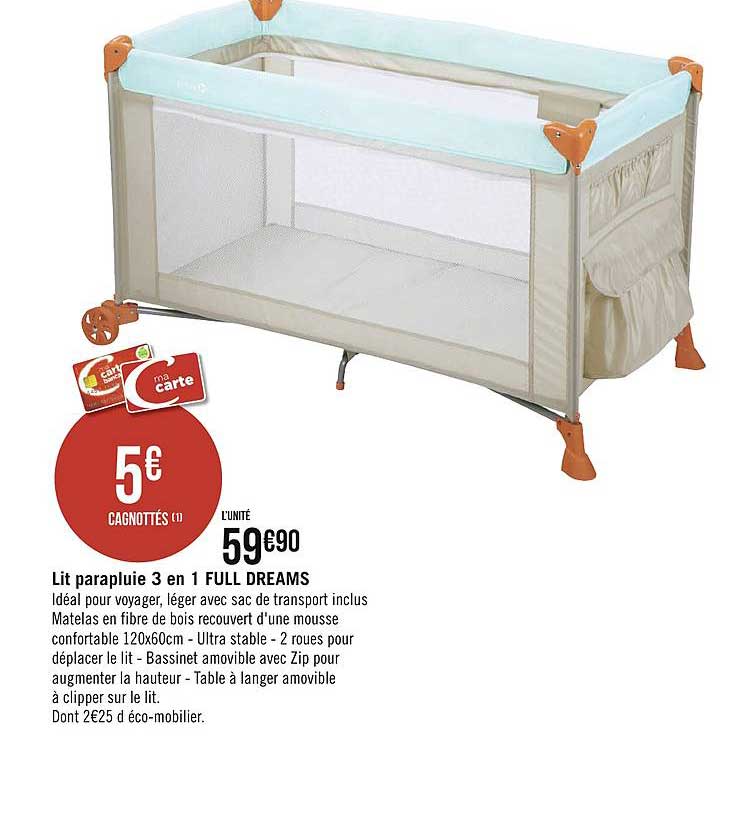 lit parapluie 3 en 1 full dreams