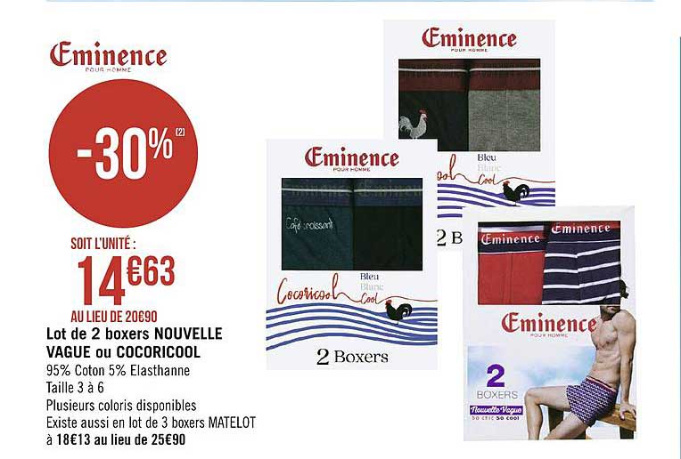 Lot De 2 Boxers Nouvelle Vague Ou Cocoricool Eminence