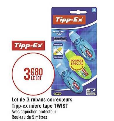 lot de 3 rubans correcteurs tipp ex micro tape twist