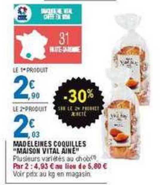 madeleines coquilles maison vital aine -30% de réduction immédiate