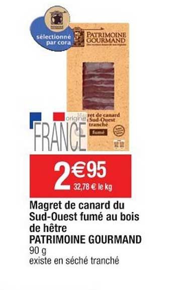 magret de canard du sud ouest fumé au bois de hêtre patrimoine gourmand