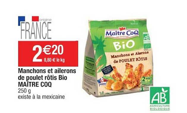 manchons et ailerons de poulet rôtis bio maître coq