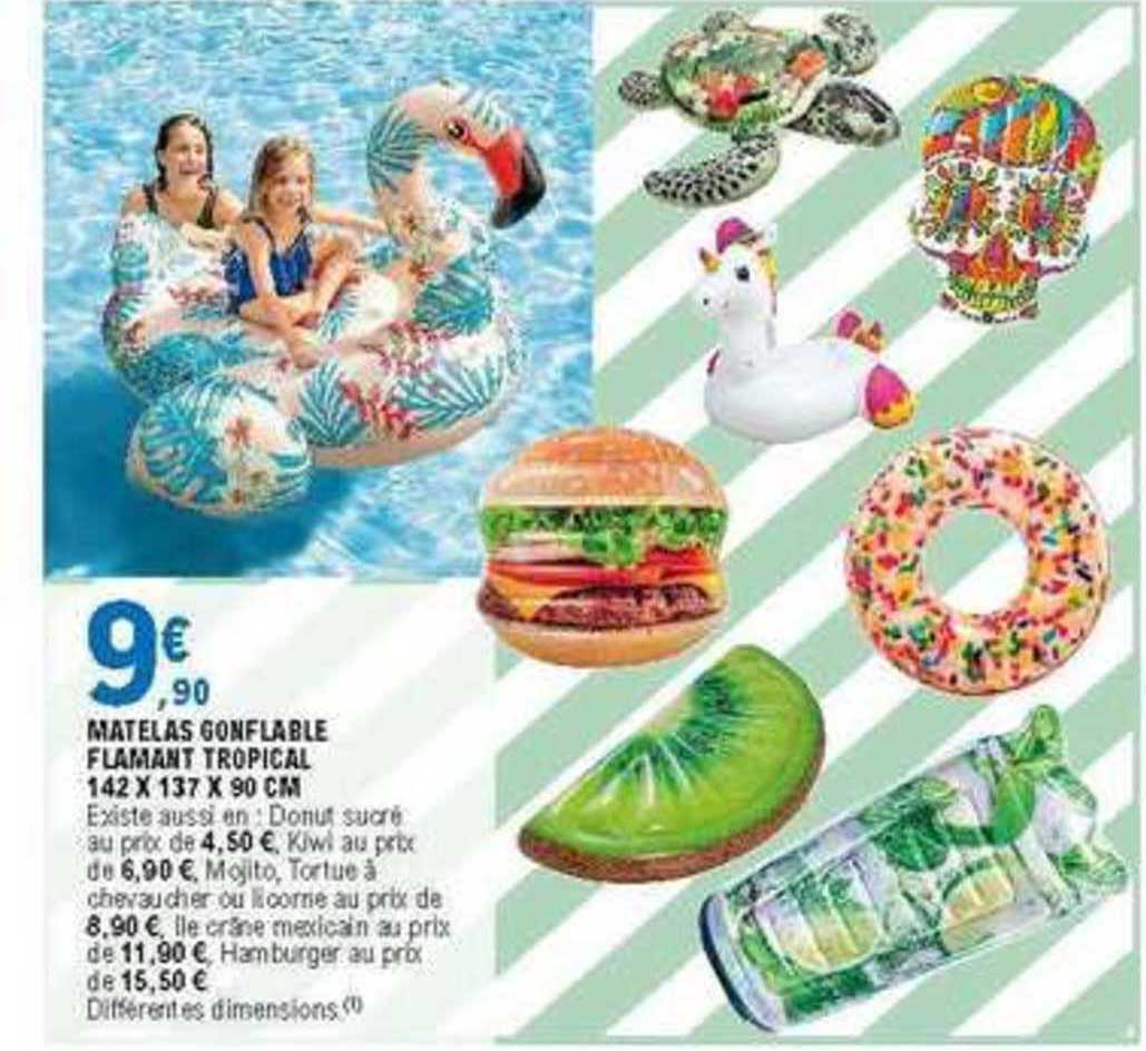 matelas gonflable flamant tropical 142 x 137 x 90 cm