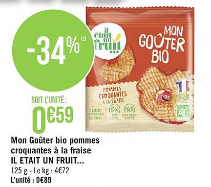 mon goûter bio pommes croquantes à la fraise il était un fruit...