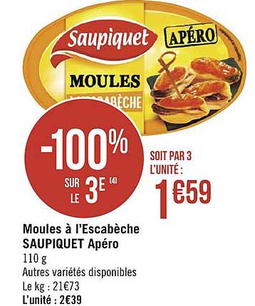 Moules à L'escabèche Saupiquet Apéro -100% Sur Le 3e