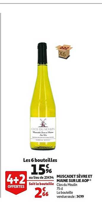 muscadet sèvre et maine sur lie aop 4+2 offertes