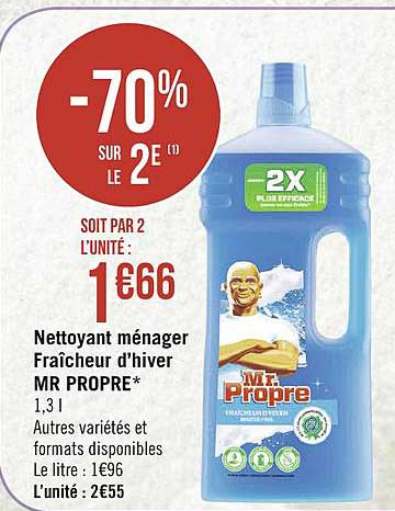 nettoyant ménager fraîcheur d'hiver mr propre -70% sur le 2e