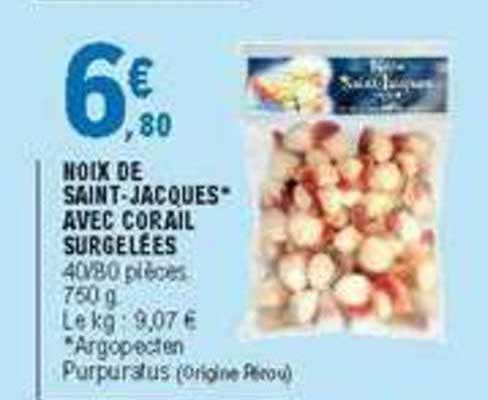 noix de saint jacques avec corail surgelées