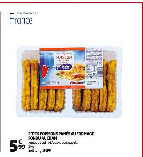 p'tits poissons panés au fromage fondu auchan