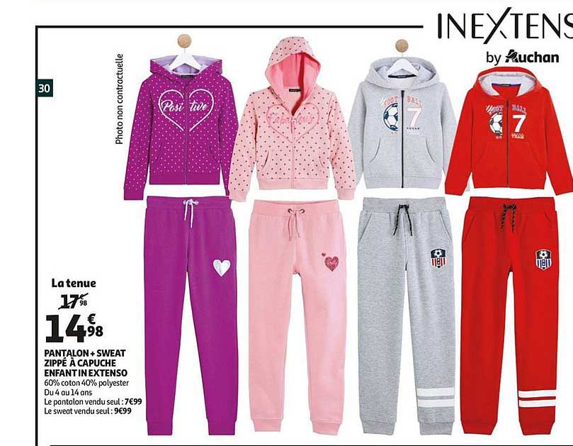 pantalon + sweat zippé à capuche enfant in extenso