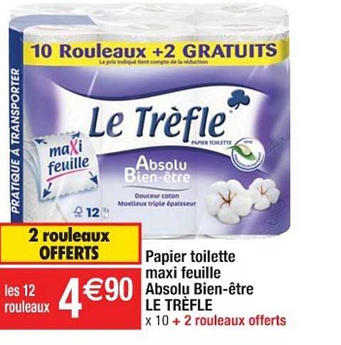 papier toilette maxi feuille absolu bien être le trèfle