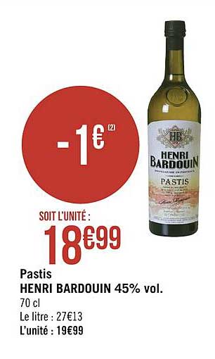 pastis henri bardouin 45% vol.