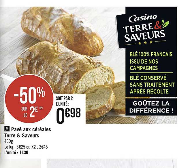 Pavé Aux Céréales Terre & Saveurs -50% Sur Le 2e