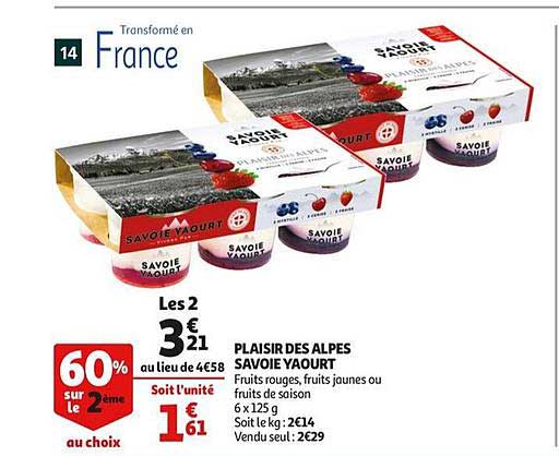 Plaisir Des Alpes Savoie Yaourt 60% Sur Le 2ème Au Choix