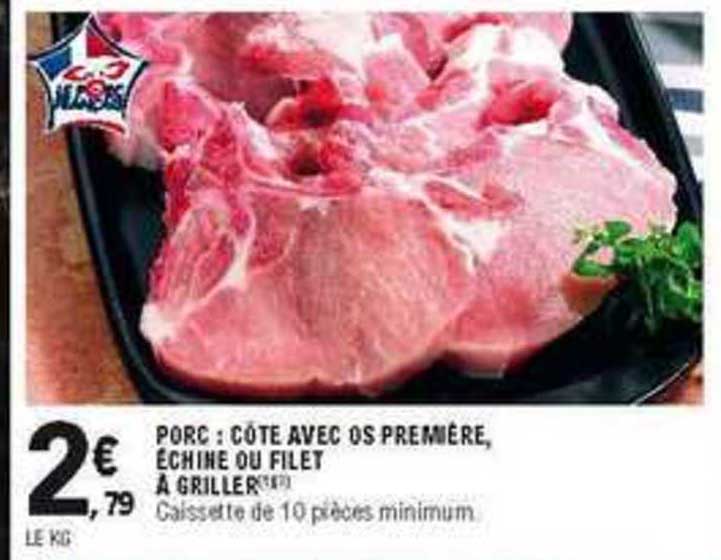 Porc Côte Avec Os Première échine Ou Filet à Griller