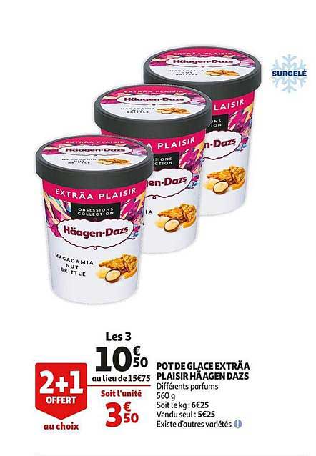 pot de glace exträa plaisir häagen dazs 2+1 offert au choix