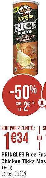 pringles rice fusion chicken tikka masala -50% sur le 2e
