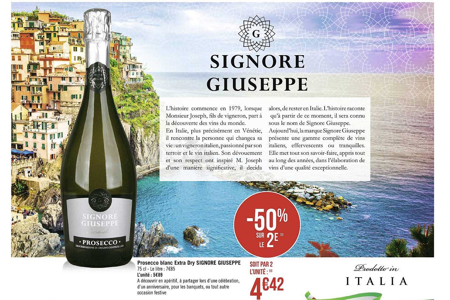 prosecco blanc extra dry signore giuseppe -50% sur le 2e