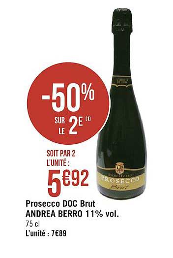 prosecco doc brut andrea berro 11% vol. -50% sur le 2e