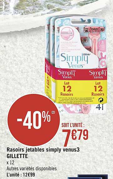 rasoirs jetables gillette simply venus3