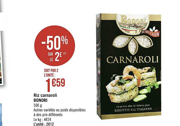 riz carnaroli bonori -50% sur le 2e