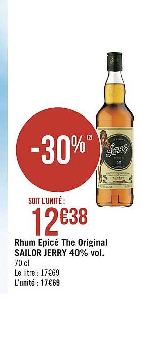 sailor jerry 40% vol. rhum épicé the original