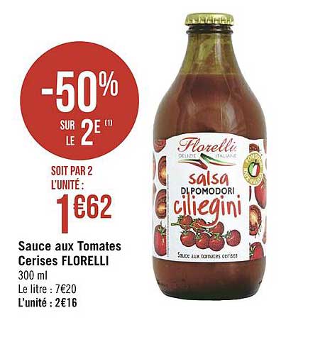 Sauce Aux Tomates Cerises Florelli -50% Sur Le 2e