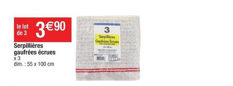 serpillières gaufrées écrues