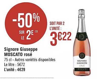 signore giuseppe moscato rosé -50% sur le 2e