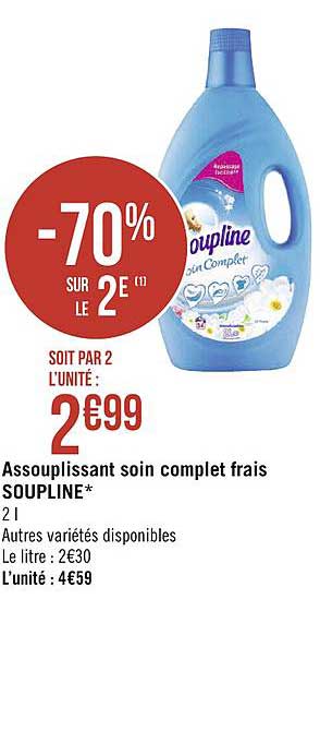 Soupline Soin Complet Frais Assouplissant -70% Sur Le 2e