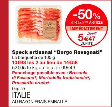 speck artisanal borgo rovagnati -50% sur le 2ème article