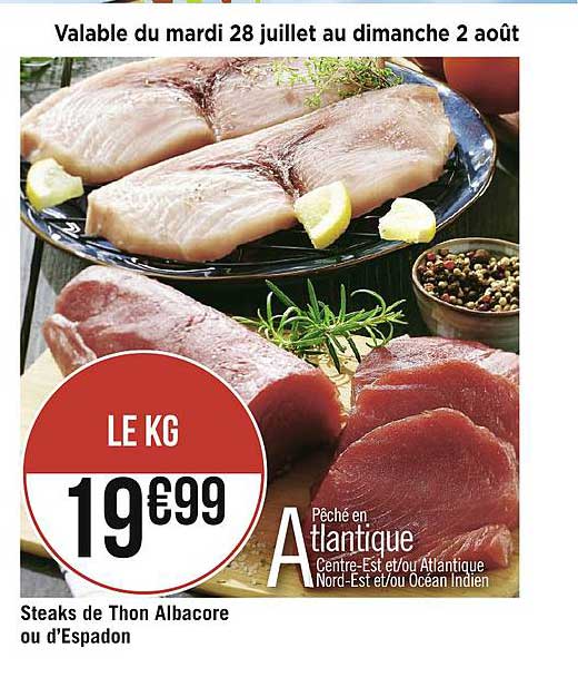 steaks de thon albacore ou d'espadon