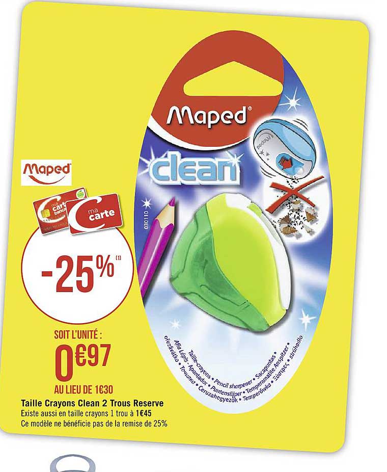 taille crayons clean 2 trous réserve maped