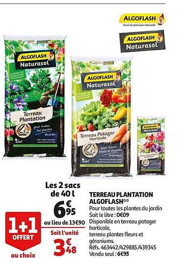 Terreau Plantation Algoflash 1+1 Offert Au Choix