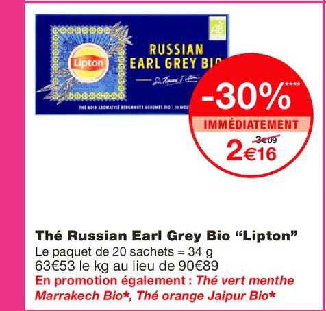 thé russian earl grey bio lipton