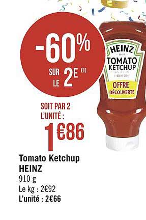 tomato ketchup heinz -60% sur le 2e