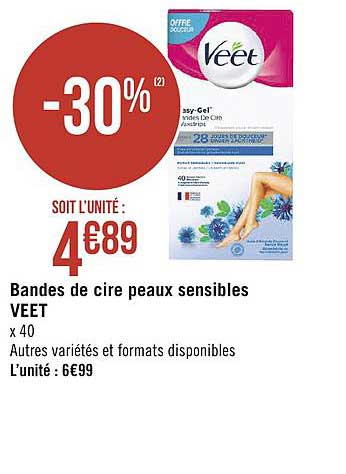 veet bandes de cire peaux sensibles