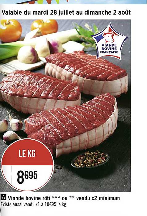 viande bovine rôti ou vendu x2 minimum